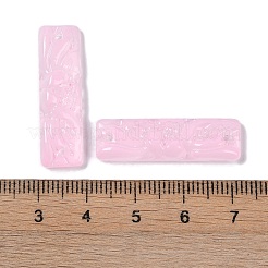 ベーキングペイントガラスペンダント  長方形  パールピンク  30x9x5.5mm  穴：1mm&nbsp;GLAA-S202-16C