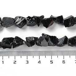 未加工の天然黒曜石ビーズ連売り  ナゲット  4~11x4.5~14.5x4.5~14.5mm  穴：0.8mm  約41~43個/連  15.35~15.94''（39~40.5センチメートル）&nbsp;G-B065-C20