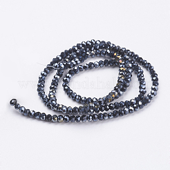 電気メッキガラスビーズセット  ABカラーメッキ  ファセットロンデル  ブラック  2.9~3.3x2mm  穴：0.5mm  約135~140個/連  32~34cm&nbsp;LS-EGLA-R048-2mm-02