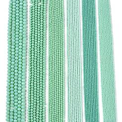 不透明な無色の模造の翡翠のガラスのビーズの連  多面カット  ロンデル  ターコイズ  3.5~3.8x3mm  穴：0.8~1mm  約105~110個/連  29~31cm&nbsp;EGLA-A044-P3mm-D14