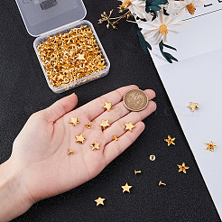 鉄製半管状リベットスタッド100個  スター  財布用  バッグ  ブーツ  革工芸装飾  ゴールドカラー  11x11.5x3.5mm  穴：2.3mm&nbsp;DIY-CY0002-98G