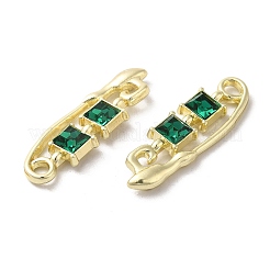 合金ペンダント  ガラスと  ライトゴールド  鉛フリー＆カドミウムフリー  安全ピンチャーム  グリーン  35x10.5x4mm  穴：3mm&nbsp;PALLOY-K001-087G-01