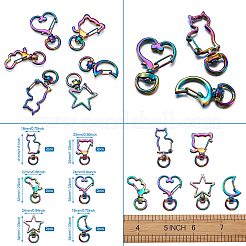合金回転式ナスカン  スイベルスナップフック  混合図形  虹色  2個/形  12個/セット&nbsp;PALLOY-TA0001-65