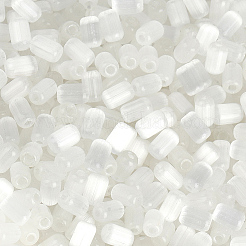 ドローベンチスタイルのガラスシードビーズ600個  丸い穴  コラム  ホワイト  6~7x3.5~4mm  穴：1.2~1.6mm&nbsp;SEED-PA0001-25B