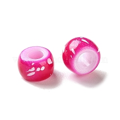 スプレー塗装されたABSプラスチック製のヨーロッパのビーズ  大穴ビーズ  ラウンド  フクシア  9x6mm  穴：4mm  約1600個/500g&nbsp;KY-G033-01A-10