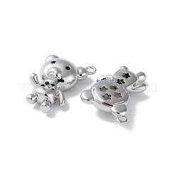 ガラスチャーム  真鍮パーツ  クマのチャーム  プラチナメッキ  14.5x10.5x4mm  穴：1.2mm&nbsp;KK-F867-22P
