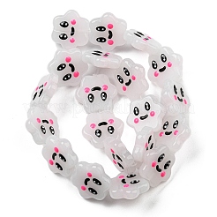 透明ガラスビーズ連売り  手描きのビーズ  エナメル  笑顔  ブラック  18x19.5~20x5~5.5mm  穴：1.2mm  約20個/連  13.98''（35.5センチメートル）&nbsp;LAMP-R145-05