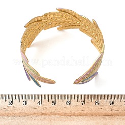 女性用304ステンレススチールエナメルカフバングル  葉  ゴールドカラー  内径：1-7/8x2-1/8インチ（4.8x5.4cm）&nbsp;LS-BJEW-F518-07G