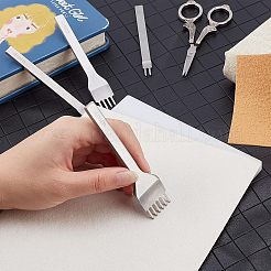レザークラフト用穴あけパンチツール  イミテーションレザーシンブルシンバー付き  真鍮縫製指ぬきフィンガープロテクター  プラスチックパンチングパッド  ステンレス鋼色  100x8~25.5x4mm  4個/セット  1セット&nbsp;TOOL-NB0001-67
