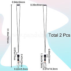 シリコン丸型&多角形ビーズ名刺ストラップ  ポリエステルロープ携帯ストラップ  鉄のリング付き  ブラック  79~79.5cm&nbsp;KEYC-WH0034-36