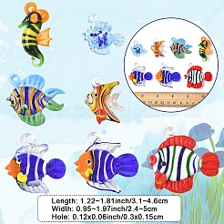 5個の手作りランプワークペンダント  魚  カラフル  38x38x16mm  穴：5x4mm&nbsp;LAMP-YW0001-68A