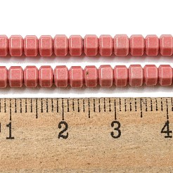天然石瑪瑙ビーズ連売り  染め＆加熱  ファセット（18ファセット）  六角  鮭色  3x4x3mm  穴：0.9mm  約131個/連  15インチ（38.1cm）&nbsp;G-C139-B03-01