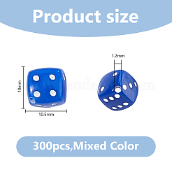 300PCSアクリルビーズ  サイコロ  ミックスカラー  10x10.5x10.5mm  穴：1.2mm&nbsp;OACR-DC0001-56