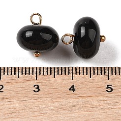アクリルパーツ  真鍮のループを有します  フラットラウンド  ブラック  12x12mm  穴：1.6mm&nbsp;MACR-C033-12B