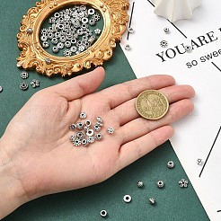 100個10スタイルチベットスタイルアロイスペーサービーズ  混合図形  アンティーク黄金  5~7x2~4mm  穴：1~3mm  10個/スタイル&nbsp;TIBEB-YW0001-14AG