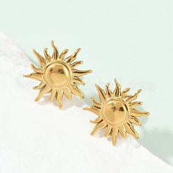 イオンプレーティング（IP）304ステンレススチール製サンスタッドピアス（女性用）  18KGP本金メッキ  14.5mm  ピン：0.7mm&nbsp;EJEW-F300-10G