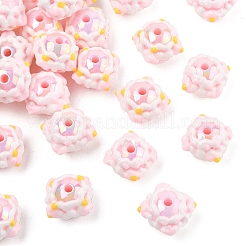 不透明なアクリルビーズ  エナメル  手描きのビーズ  ラウンド  ピンク  20x16mm  60pc&nbsp;SACR-YW0002-78A-02