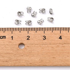 変色しにくい304ステンレススチールの滑らかな表面のボールチープ  カロット終了  クラムシェルノットカバー  ステンレス鋼色  4x2mm  穴：1mm  内径：1.5mm&nbsp;X-STAS-D150-01P