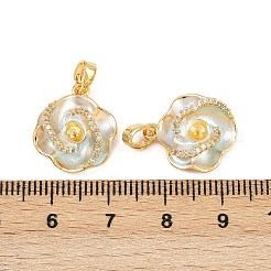 真鍮ヒートンキャップ  キュービックジルコニアエナメル  花  18KGP本金メッキ  17x14.5x5.5mm  穴：4.5x3mm  ピン：0.7mm&nbsp;KK-H078-20G