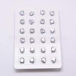 キュービックジルコニアスタッドピアス  ステンレス製ベース付き  ハート  ステンレス鋼色  6x6mm  ピン：0.7mm&nbsp;STAS-E051-1A
