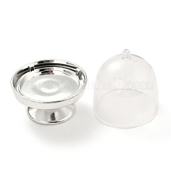 透明なプラスチック製のキャンディー梱包箱  キャップ付き  結婚式のキャンディー/ケーキの表示用  銀  5.8x7.7cm  内径：5のCM&nbsp;DIY-B028-02P