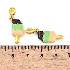 真鍮エナメルヨーロピアンダングルチャーム  大穴ペンダント  アイスロリー  18KGP本金メッキ  ライム  27mm  穴：4.5mm&nbsp;KK-CBAEBFB-18G-02