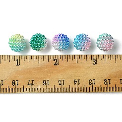 50個5色イミテーションパールアクリルビーズ  ベリービーズ  組み合わせビーズ  ラウンド  グリーン  12mm  穴：1mm  10個/カラー&nbsp;OACR-FS0001-62B