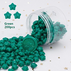 レトロシーリングスタンプ用シーリングワックス粒子キット  ステンレス鋼スプーン  ろうそく  プラスチック製の空の容器  グリーン  9mm  200pc&nbsp;DIY-CP0003-54O