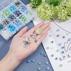混合型電気メッキガラスビーズ  模造ヒスイビーズ  多面カット  ラウンド  ミックスカラー  8x5mm  穴：1mm  600個/箱&nbsp;EGLA-FH0001-04