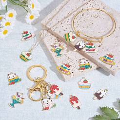20本10スタイルアロイエナメルペンダント  パンダといちごのケーキとアイスクリーム  ミックスカラー  20~27x13~25x1.3mm  穴：1.6~1.8mm  2個/スタイル&nbsp;ENAM-SZ0003-28