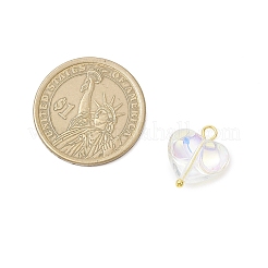 ガラスチャーム  ハート  真鍮のループ付き  プラチナ  17.5x15x6.5mm  穴：2.5mm&nbsp;PALLOY-JF04117-02