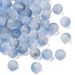 曇らされた透明なガラスビーズ  ラウンド  金箔  グラデーションカラー  コーンフラワーブルー  8.5mm  穴：1.6mm  約1369個/1000g&nbsp;GLAA-A045-04L