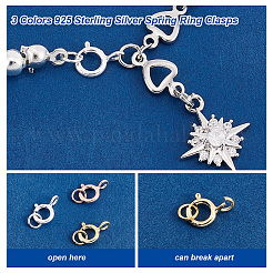 15 個 3 色 925 スターリングシルバー引き輪  丸カン付き  ミックスカラー  8x5.5x1mm  穴：1.5mmと2.5mm  5個/カラー&nbsp;STER-PH0001-23