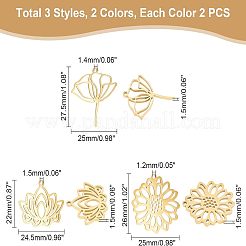 12個6スタイル304ステンレススチールペンダント  混合図形  ミックスカラー  22~27.5x25~29x1.5mm  穴：1.2~1.5mm  2個/スタイル&nbsp;STAS-UN0038-83
