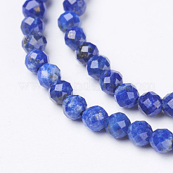 天然石ラピスラズリビーズ連売り  多面カット  ラウンド  3mm  穴：1mm  約106個/連  15.3インチ（39cm）&nbsp;G-D165-A-3mm