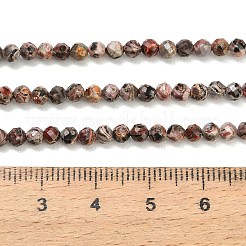 天然ヒョウ肌ジャスパービーズ連売り  ラウンド  多面カット  3~3.5mm  穴：0.6mm  約136個/連  15.16''（38.5cm）〜15.28''（38.8cm）&nbsp;GG-CBA3921-A02-3mm