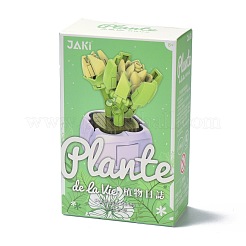 プラスチック多肉植物植物ビルディングブロックDIYおもちゃセット  多肉植物盆栽モデル  ギフトの家の装飾のため  黄緑  55x65x90mm&nbsp;DIY-I077-02