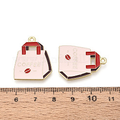 合金エナメルチャーム  コーヒーバッグチャーム  ゴールドカラー  ミスティローズ  26.5x21x1mm  穴：1.6mm&nbsp;PALLOY-T093-18G