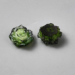 樹脂は、花のカボションバラ  グリッターパウダー付き  ライム  11x10x6mm&nbsp;CRES-TAC0007-10E