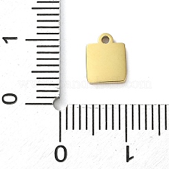 イオンプレーティング（IP）304ステンレススチールチャーム  レーザー切断  スクエアチャーム  18KGP本金メッキ  7.8x6x1.5mm  穴：1mm&nbsp;STAS-N104-07G