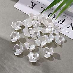 花の模造パールのアクリルビーズキャップ  3花びら  ホワイト  22x6.5mm  穴：1mm&nbsp;X-OACR-L004-7226