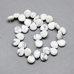 天然ハウライト宝石ビーズ連売り  トップドリルビーズ  ティアドロップ  12x9~10x5~6mm  穴：1mm  約33個/連  9.84インチ&nbsp;G-T005-17