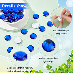 粘着式アクリルラインストーンステッカー50枚。  DIYの装飾や工芸品  多面カット  半円  ブルー  25x6mm&nbsp;FIND-FG0001-93A