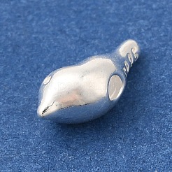 925スターリングシルバービーズ  鳥  スタンプ925個付き  銀  5x10x4mm  穴：1.6mm&nbsp;STER-G043-03S