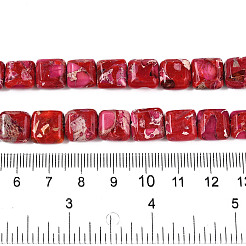 ナチュラルインペリアルジャスパービーズ連売り  染め  フラットスライススクエアビーズ  クリムゾン  10x10x4~5mm  穴：1mm  約38~40個/連  15.16インチ（38.5cm）&nbsp;G-S355-90C-A