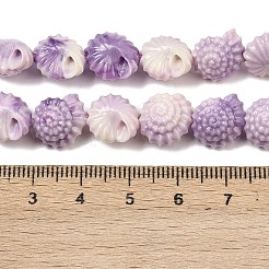 合成サンゴ染めビーズ連売り  プラム  シェル形状  11x11x7mm  穴：1mm  約30個/連  12.99''（33センチメートル）&nbsp;SHEL-Z003-04C-01