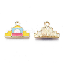 合金エナメルチャーム  カドミウムフリー＆鉛フリー  ライトゴールド  城  ゴールド  12x17.5x2mm  穴：1.6mm&nbsp;PALLOY-S133-011B