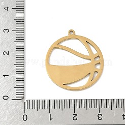 304ステンレスペンダント  中空  バスケットボールの魅力  ゴールドカラー  27x24x1mm  穴：1.4mm&nbsp;LS-STAS-F326-05G