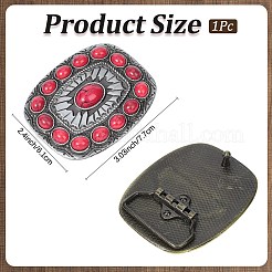 合金バックル  ベルトファスナー  長方形  アンティークシルバー  77x61x7.5mm  穴：40x16mm&nbsp;AJEW-WH20080-86AS