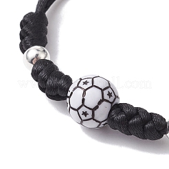 調節可能なナイロン糸編組ビーズブレスレット  アクリル＆合金ビーズ付き  サッカー  内径：3-5/8インチ（9.3cm）&nbsp;BJEW-JB10079-05